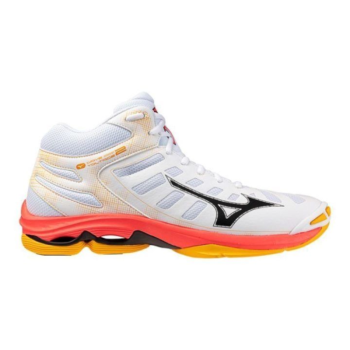 Mizuno Wave Voltage 2 MID batai, balti ir oranžiniai