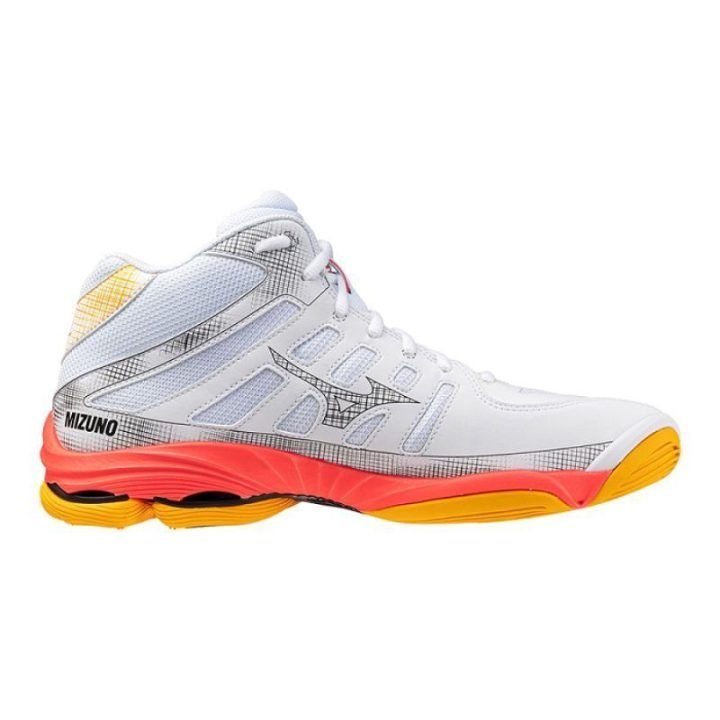 Mizuno Wave Voltage 2 MID batai, balti ir oranžiniai