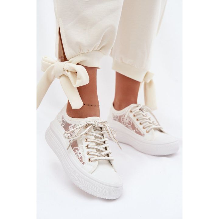 Balti moteriški sportbačiai su platforma Lee Cooper