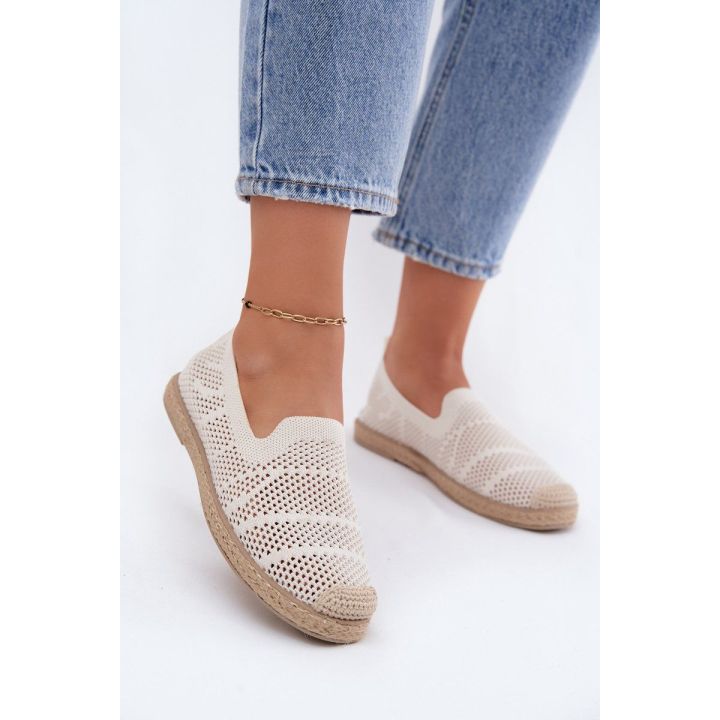 Moteriškos tekstilinės ažūrinės espadrilės Candessa, smėlio spalvos