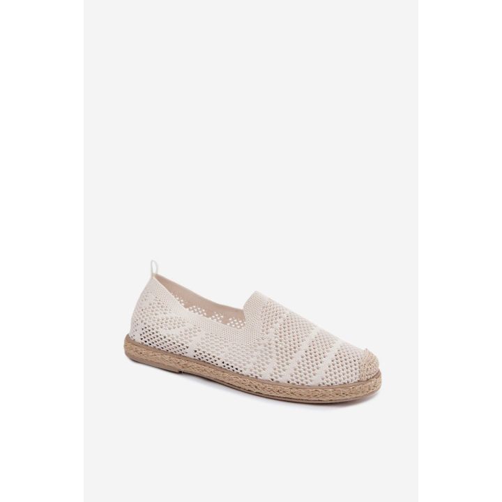 Moteriškos tekstilinės ažūrinės espadrilės Candessa, smėlio spalvos