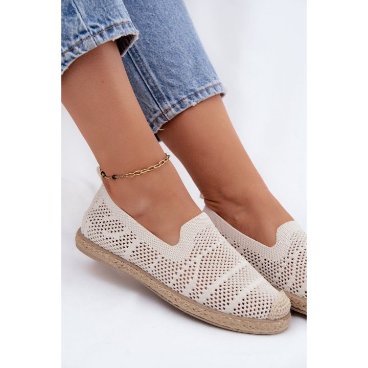 Moteriškos tekstilinės ažūrinės espadrilės Candessa, smėlio spalvos