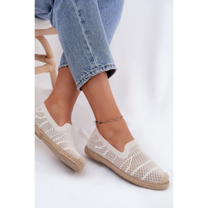 Moteriškos tekstilinės ažūrinės espadrilės Candessa, smėlio spalvos