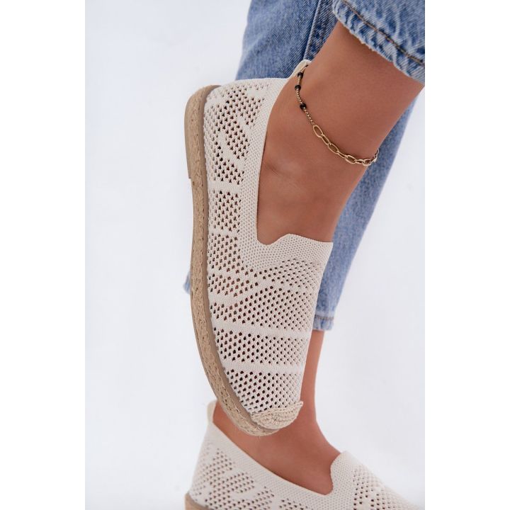 Moteriškos tekstilinės ažūrinės espadrilės Candessa, smėlio spalvos