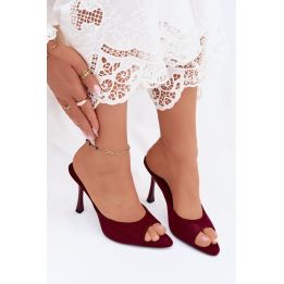 Bordo spalvos basutės su kulnu Cherryssa iš zomšos imitacijos