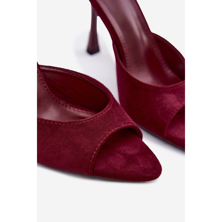 Bordo spalvos basutės su kulnu Cherryssa iš zomšos imitacijos