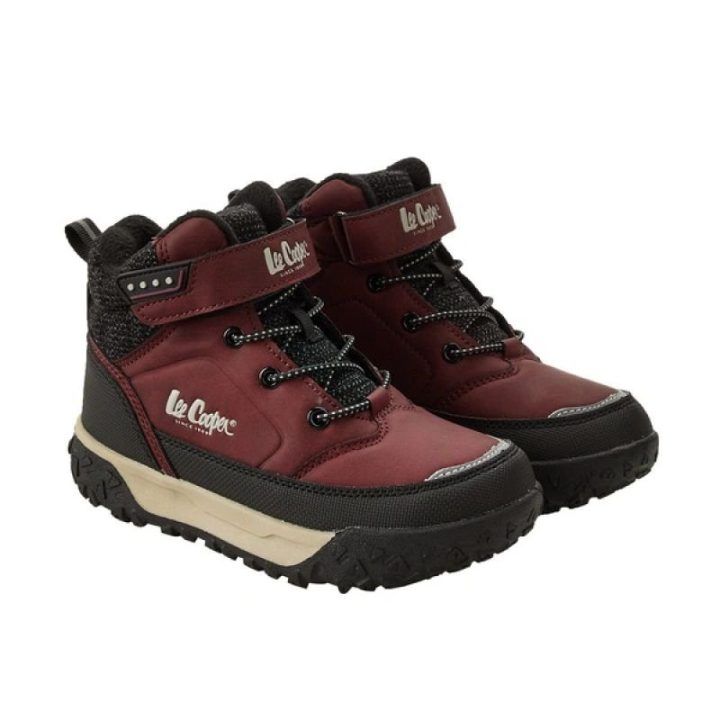 Bordo spalvos šilti vaikiški batai Lee Cooper