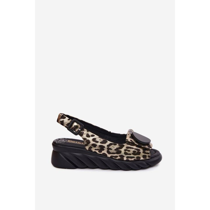 Odinės platforminės basutės leopardo raštu