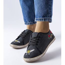 Juodos blizgančios espadrilės GEMRE