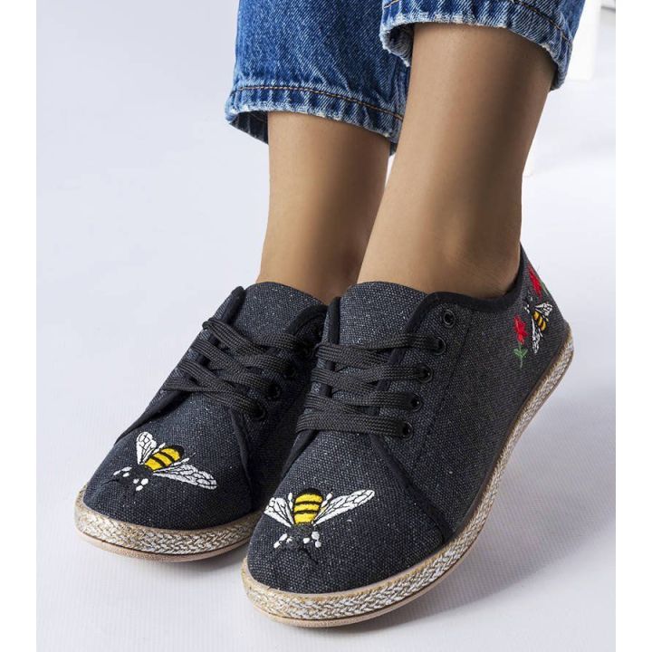 Juodos blizgančios espadrilės GEMRE
