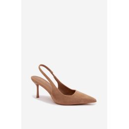 Basutės su kulnu, smėlio spalvos Step in style