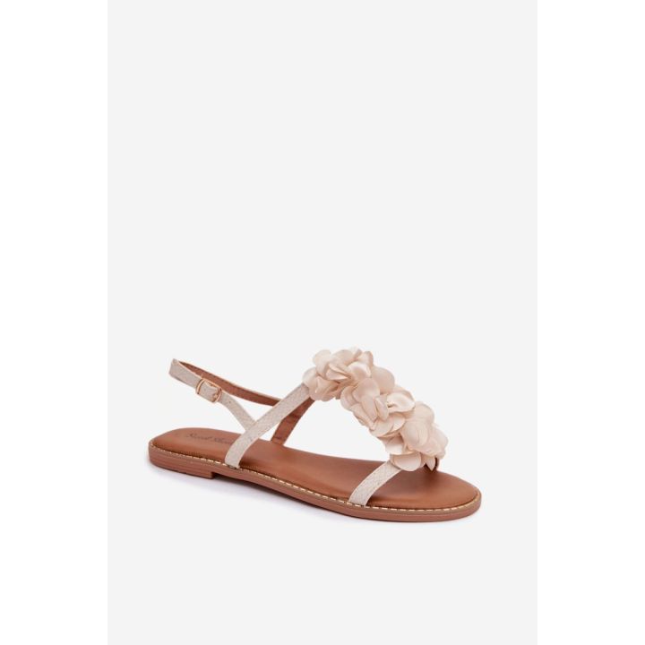 Smėlio spalvos basutės su gėlėmis Step in style