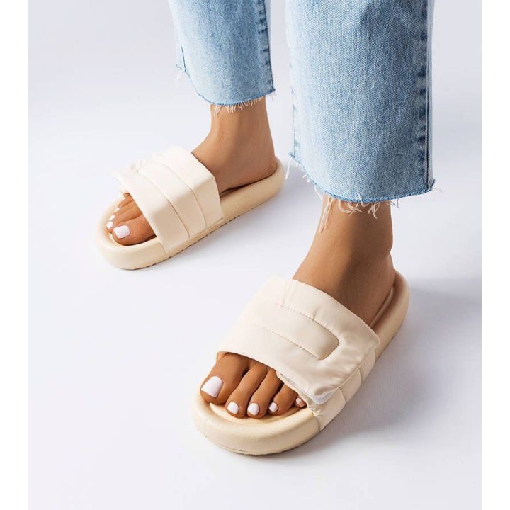 Smėlio spalvos Velcro užsegamos šlepetės Aleron
