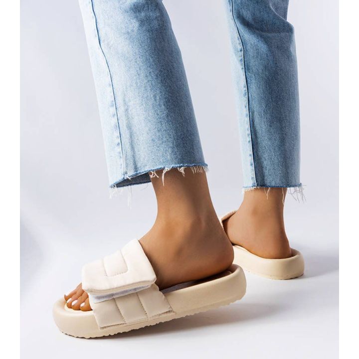 Smėlio spalvos Velcro užsegamos šlepetės Aleron