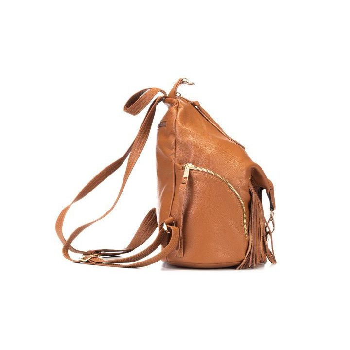 Camel spalvos natūralios odos kuprinė Let`s Go Boho Gregorio
