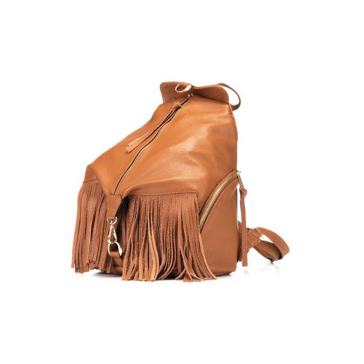 Camel spalvos natūralios odos kuprinė Let`s Go Boho Gregorio