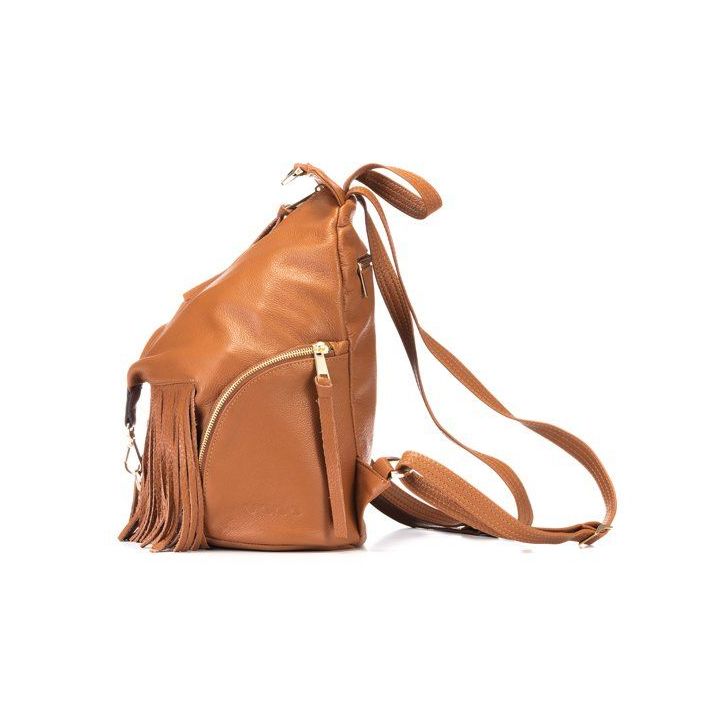Camel spalvos natūralios odos kuprinė Let`s Go Boho Gregorio