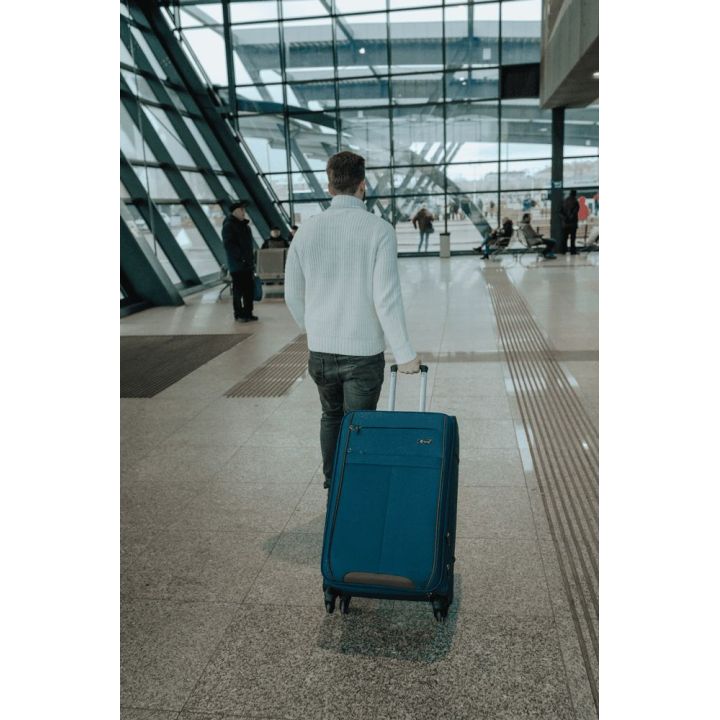 Vidutinis minkštas lagaminas Solier tamsiai mėlynas