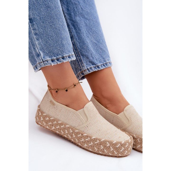Moteriškos espadrilės su platforma Lee Cooper, smėlio spalvos