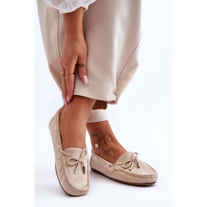 Smėlio spalvos zomšos imitacijos mokasinai Step in style