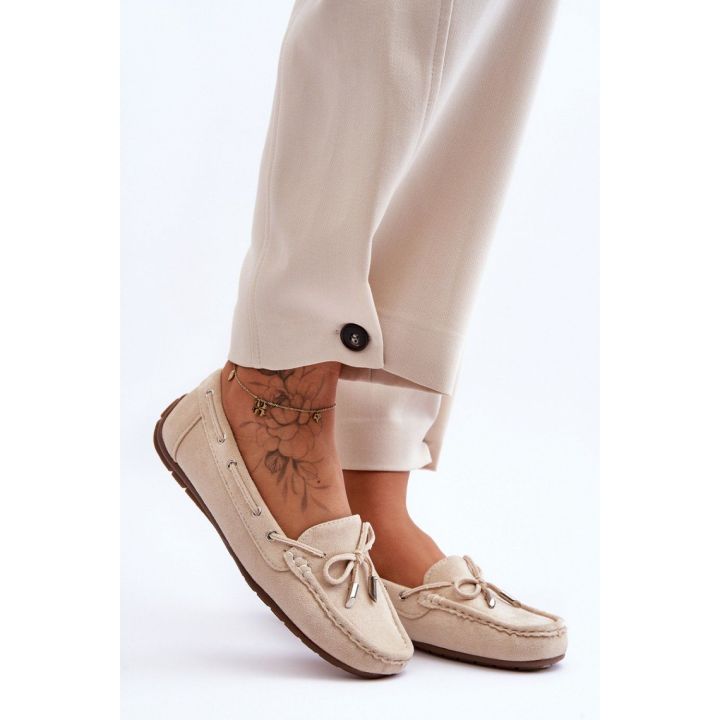 Smėlio spalvos zomšos imitacijos mokasinai Step in style