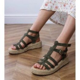 Moteriškos žalios espadrilės basutės su platforma Amur