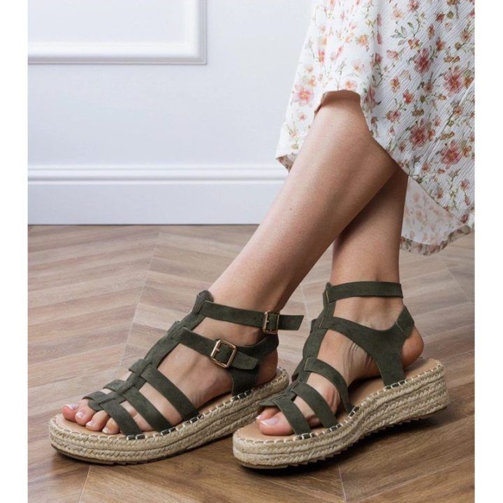 Moteriškos žalios espadrilės basutės su platforma Amur