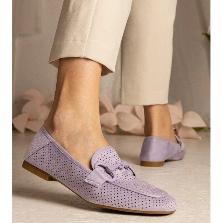 Moteriški violetiniai ažūriniai mokasinai Mensory