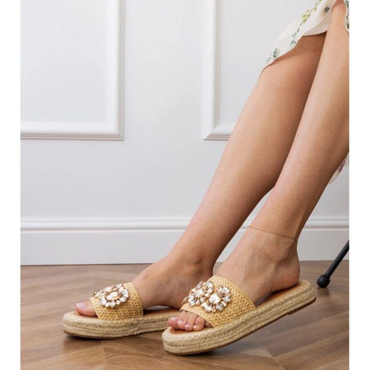 Smėlio spalvos moteriškos šlepetės espadrilės Luas