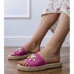 Rožinės espadrilės tipo šlepetės su kriauklelėmis Morsa