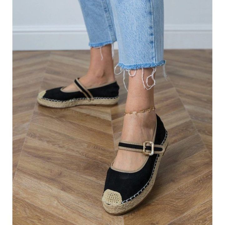 Moteriškos juodos espadrilės su sagtimi Pilata