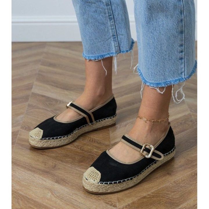 Moteriškos juodos espadrilės su sagtimi Pilata