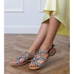 Moteriškos juodos basutės su pynute ant lygaus pado Savir