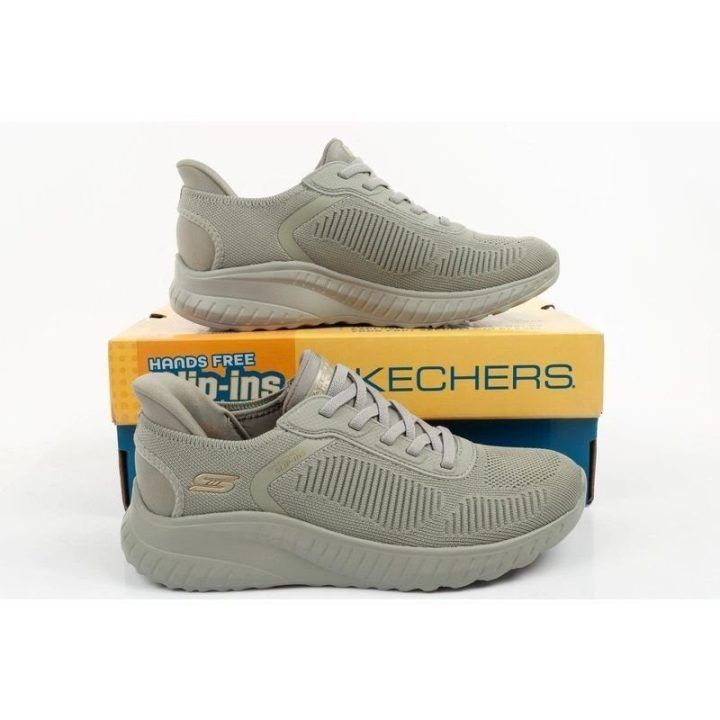 Moteriški įsispiriami bateliai Skechers Bobs Squad Slip-Ins, alyvuogių