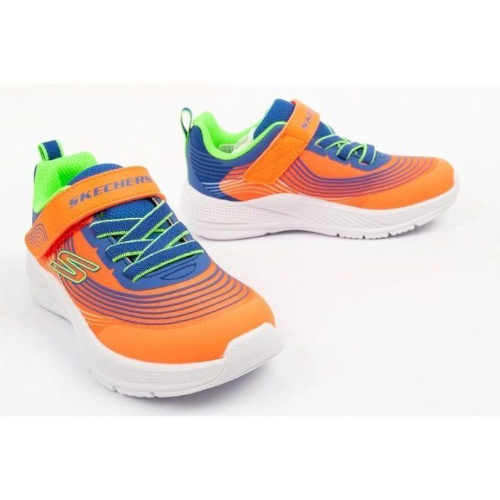 Vaikiški įsispiriami bateliai Skechers Microspec Advance, oranžiniai ir mėlyni