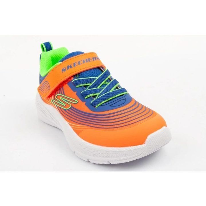 Vaikiški įsispiriami bateliai Skechers Microspec Advance, oranžiniai ir mėlyni