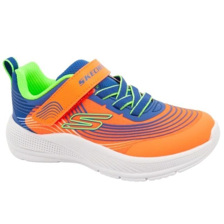 Vaikiški įsispiriami bateliai Skechers Microspec Advance, oranžiniai ir mėlyni