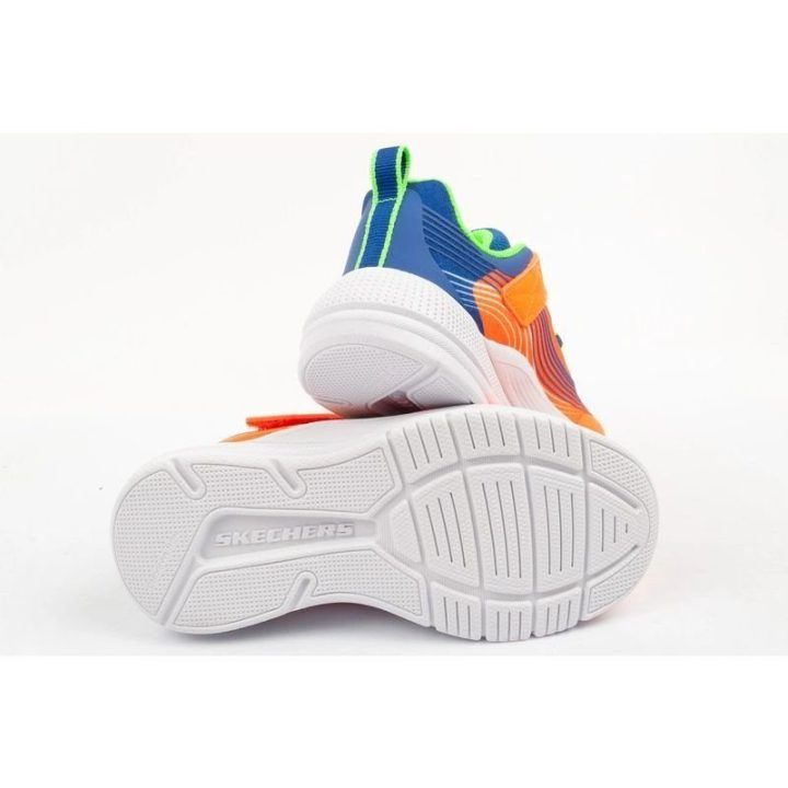 Vaikiški įsispiriami bateliai Skechers Microspec Advance, oranžiniai ir mėlyni