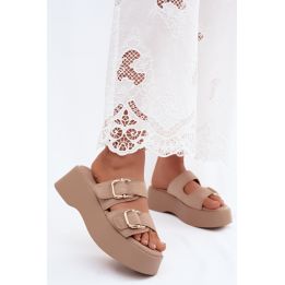 Basutės su kulnu, smėlio spalvos Step in style