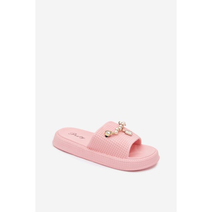 Rožinės basutės su platforma ir dekoru Step in style