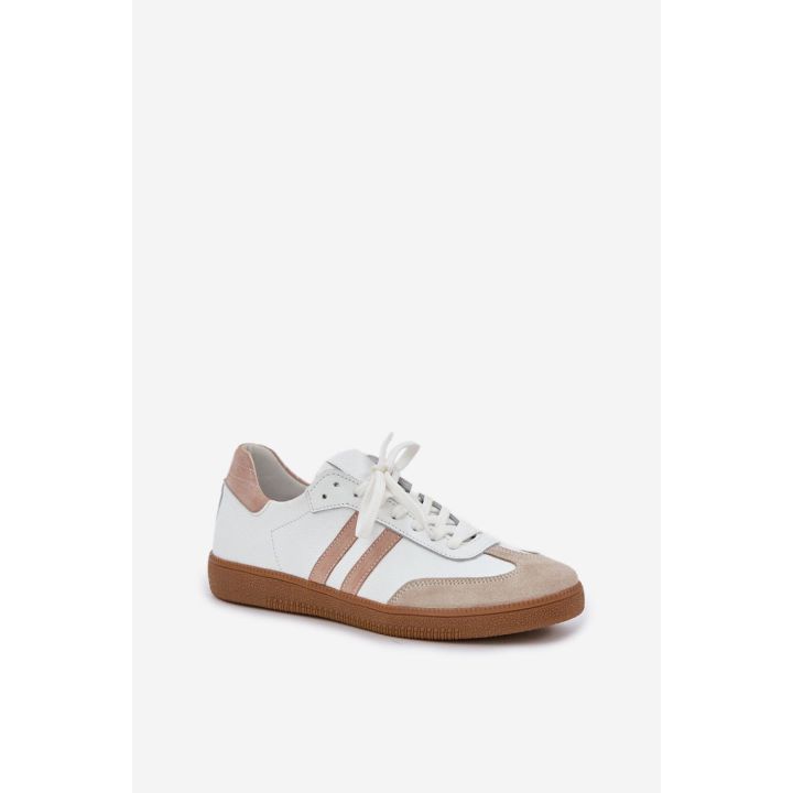 Balti sportiniai bateliai iš natūralios odos Step in style