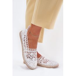 Moteriškos espadrilės su nėriniais, baltos