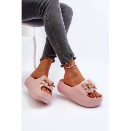 Rožinės platforminės šlepetės Step in style