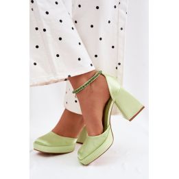 Mėtų spalvos basutės su kulnu Step in style