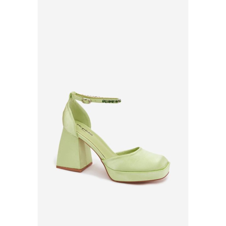 Mėtų spalvos basutės su kulnu Step in style