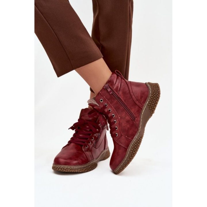 Moteriški aulinukai su raišteliais, bordo spalvos