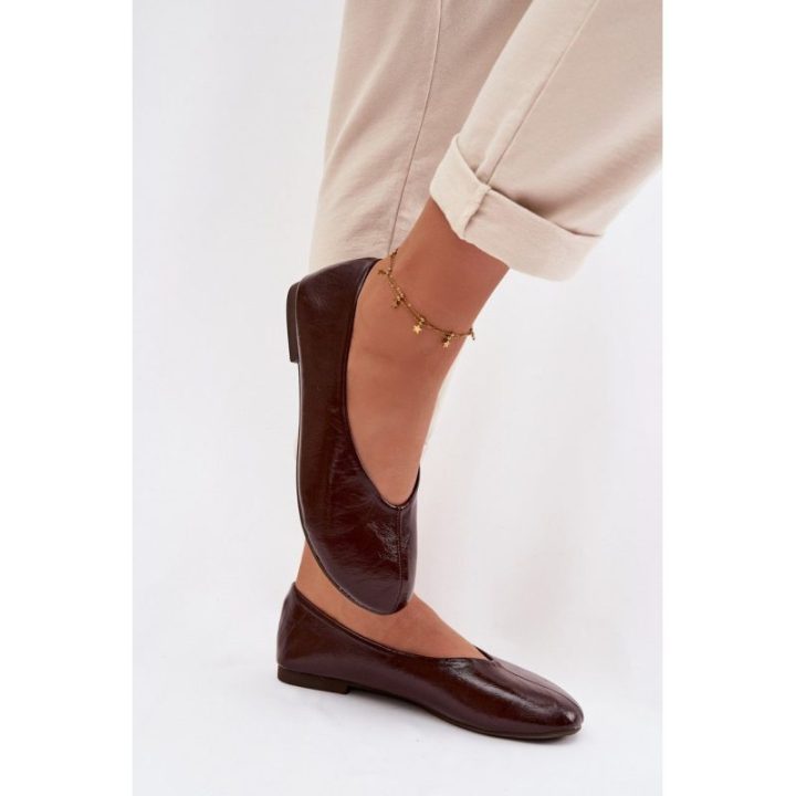 Moteriškos balerinos, šokolado rudos spalvos
