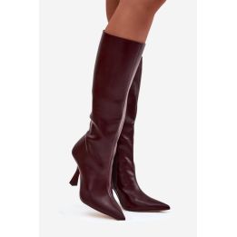 Bordo spalvos ilgaauliai batai virš kelių Step in style