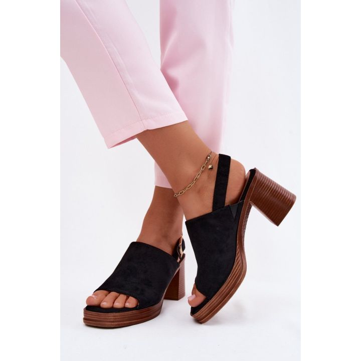 Basutės su kulnu iš zomšos imitacijos Step in style
