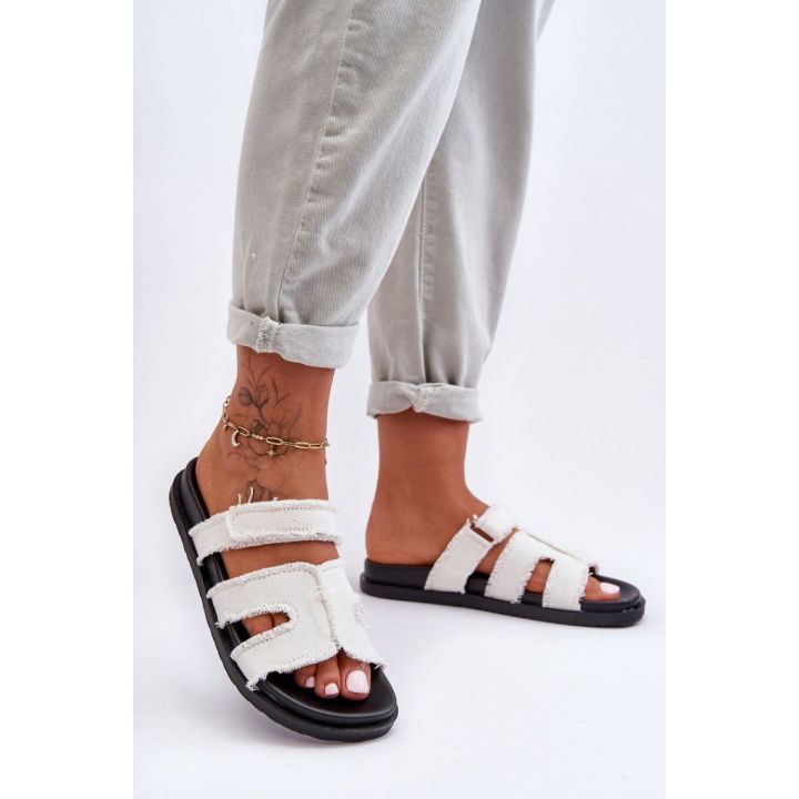 Balti tekstiliniai moteriški sandalai Step in style